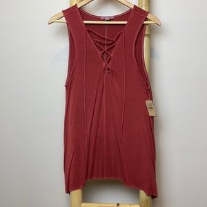 Lace up front tank tee